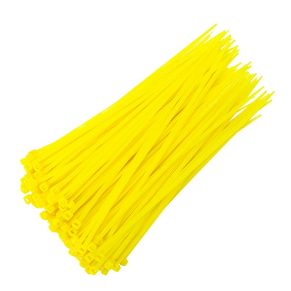 BAOQIN 100Pcs Cable Zip Ties, Premium Plastic Wire Ties Self-Locking Pvc Tie Wraps for Indoor and Outdoor (Yellow)