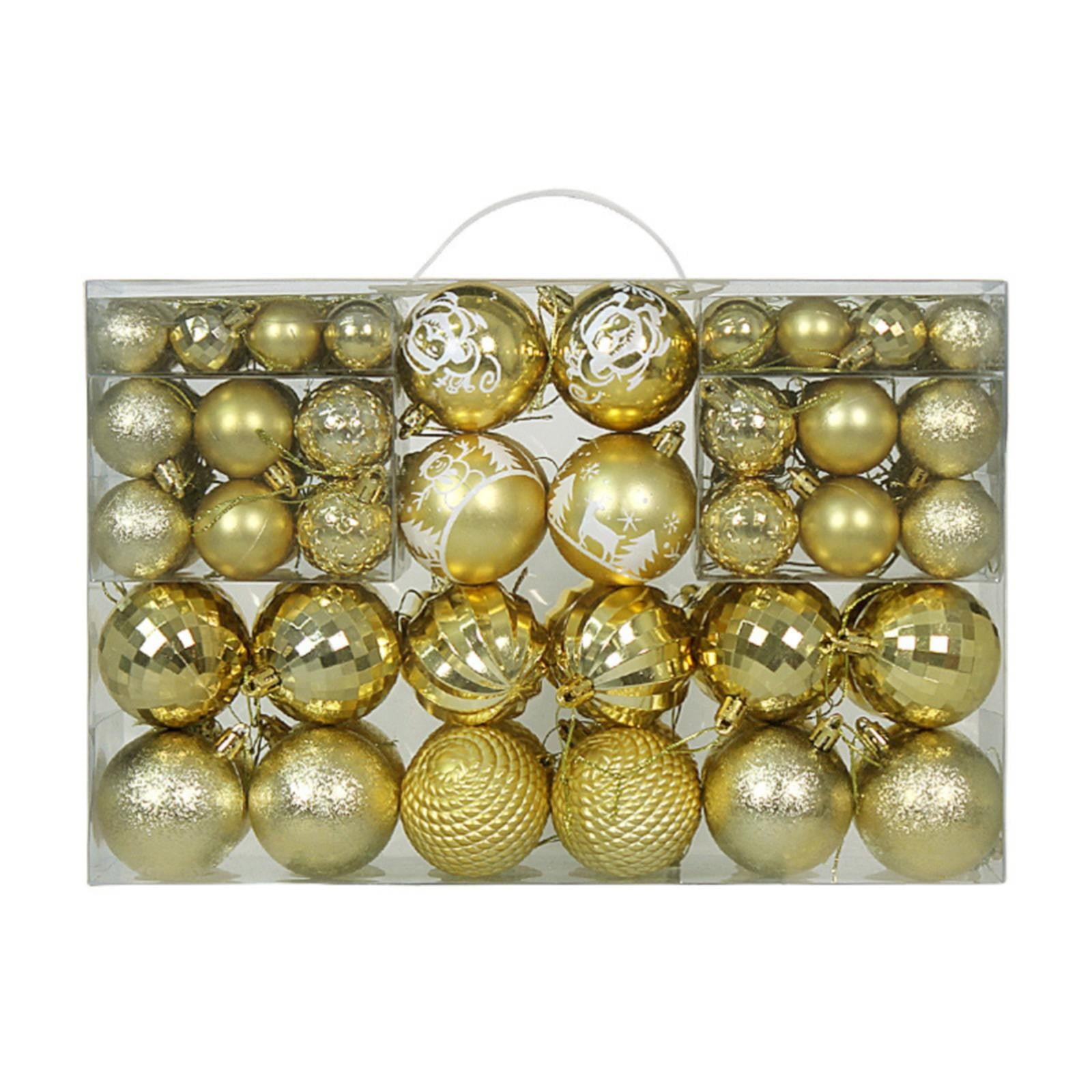 Gold Shatterproof Plastic Christmas Ball Ornaments Set, 100 Pieces
