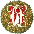 BAOQIN Clearance！ Pre Lit Initial Outdoor Christmas Wreaths Artificial