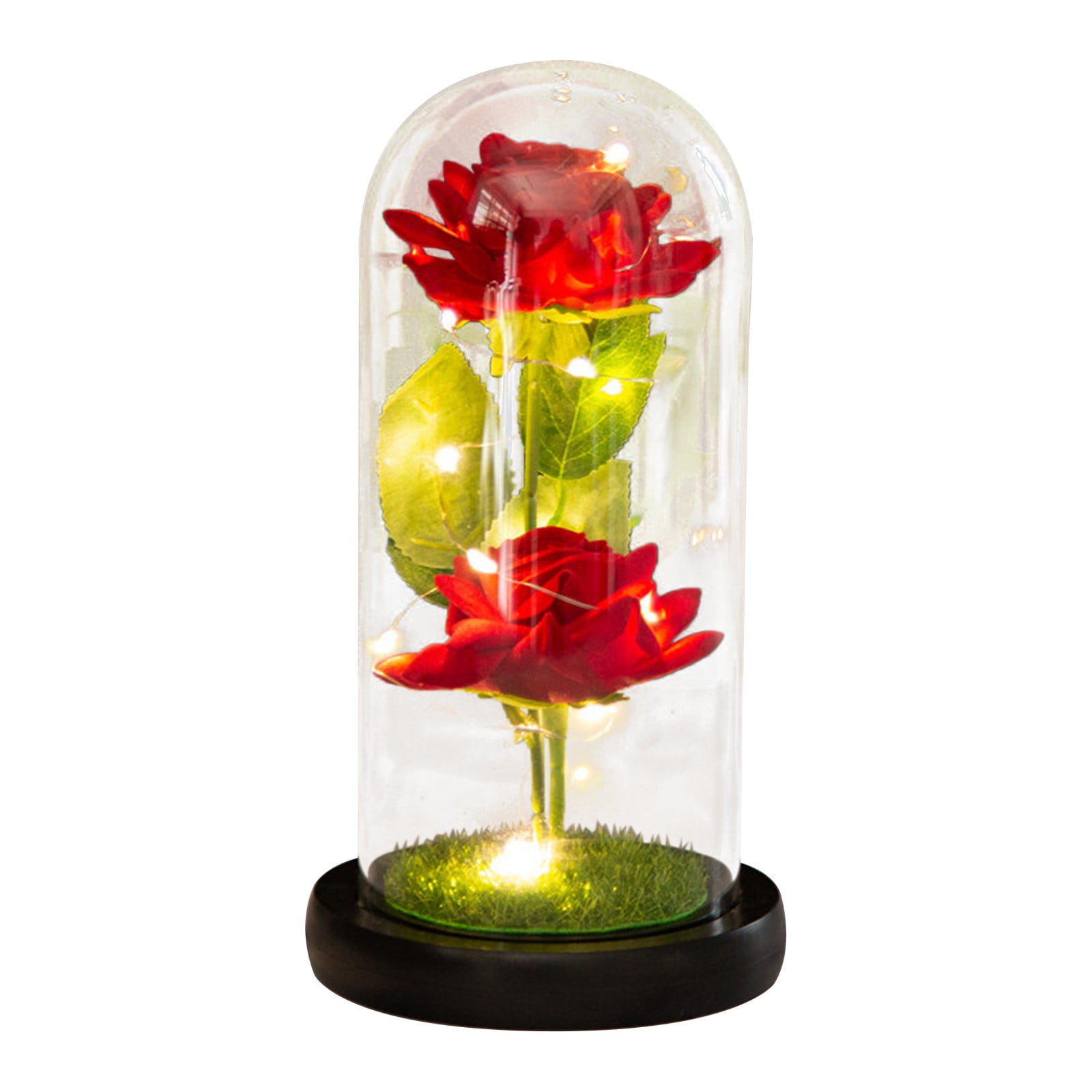 BAOQIN Deals！ Two Roses Glass Cover LED Atmosphere Lamp Creative