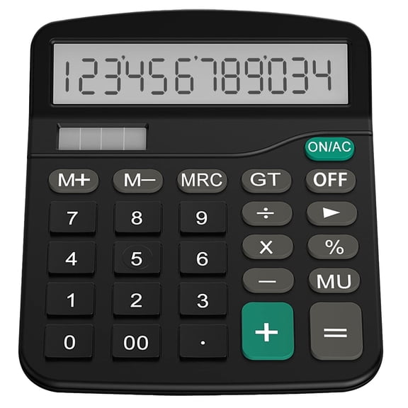 BAOQIN Desktop Calculator, 12-Digit Large Lcd Display with Battery and Solar Desktop Calculator For Office, School, Home & Business (Black)
