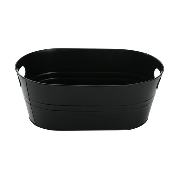 BAOQIN Galvanized Metal Ice Buckets, 4 Gallon Large Ice Buckets Parties Wine Beverage Tub with Carry Handle For Home/Bar Beer Champagne Cocktails Cooling Supplies (Black)