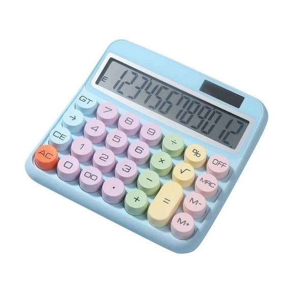BAOQIN Mechanical Calculator 12 Digit Extra Large 5-Inch Lcd Display,&nbsp; Desk Calculator, Cute&nbsp; Calculators for Teachers Students Basic Office （Blue）