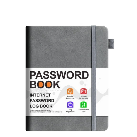 BAOQIN Password Book with Alphabetical , Password Keeper and Organizer w/Notes Section & Back Pocket ,for Writing Note Taking Office, School (G)