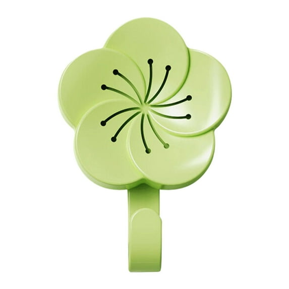 BAOQIN Plastic Adhesive Hooks ,Cherry Blossom Shape Adhesive Hooks Stick on Bathroom Kitchen Office Outdoors (Green)
