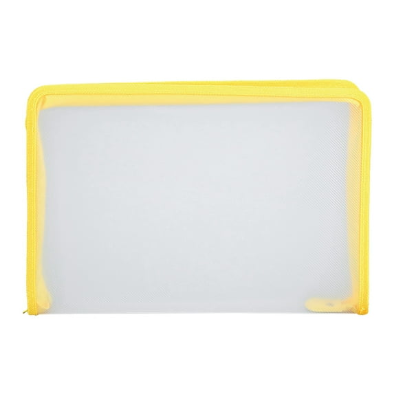BAOQIN Plastic Expanding File Folder Transparent Envelopes with Zipper Document Folder File Organizer Document Bags Waterproof Zipper File Pouches Zipper Pouches Document Holder (Yellow)