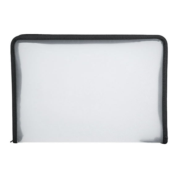 BAOQIN Plastic Expanding File Folder Transparent Envelopes with Zipper Document Folder File Organizer Document Bags Waterproof Zipper File Pouches Zipper Pouches Document Holder (Black)