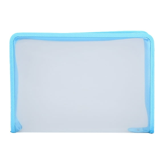 BAOQIN Plastic Expanding File Folder Transparent Envelopes with Zipper Document Folder File Organizer Document Bags Waterproof Zipper File Pouches Zipper Pouches Document Holder (Blue)