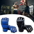 thumbnail image 1 of BAOSITY 2 Pairs Mma Gloves Half Finger Boxing Gloves for Training Sanda Punching Bag Black and Blue, 1 of 8