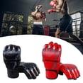 thumbnail image 1 of BAOSITY 2 Pairs Mma Gloves Half Finger Boxing Gloves for Training Sanda Punching Bag Red and Black, 1 of 8