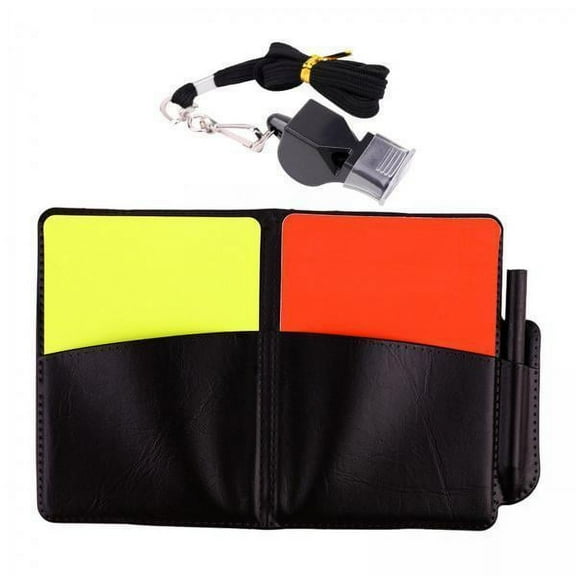 BAOSITY 2xSoccer Referee Cards Set Red Card Yellow Card Warning Cards Professional Referee Equipment for Competition Campus Games , With Book Whistle, 2 Pcs