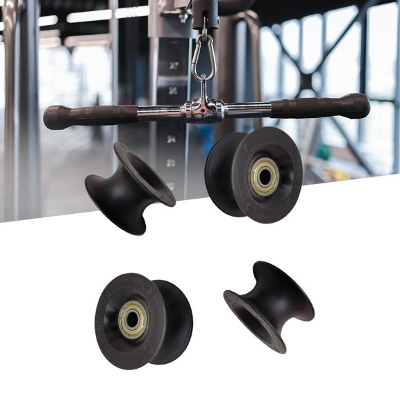 BAOSITY 4 Pieces Rowing Machine Bearing Wheels Rowing Machine Pulley Easy to Install Accessory Strength Training for Fitness Exercise Black