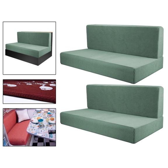 BAOSITY 4Pcs Camper Cushion Covers RV Seat Covers Comfort Breathable Bench Covers RV Stretch Sofa Seat Slipcovers Furniture Protector Green