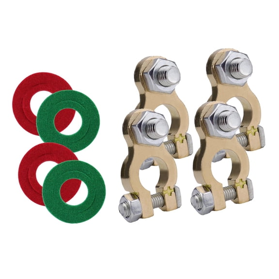 BAOSITY 4Pcs Car Battery Terminals Connector M8 Battery Cable Ends Round Post Clamp for 12V Automotive Marine Accessory Durable