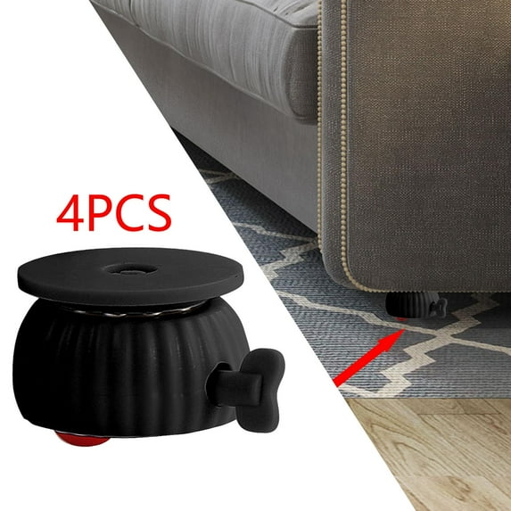 BAOSITY 4Pcs Round Swivel Plate Caster Wheel with Locking Brake Rotate 360 Degrees Smooth Silent Furniture Casters Sticky Backing , Black