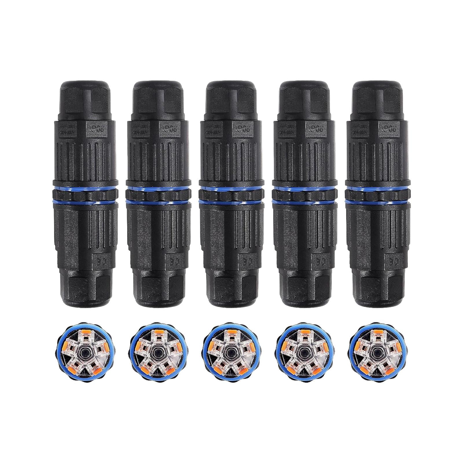 BAOSITY 5x IP68 Waterproof Junction Box Durable Electrical Project Case Outdoor 2 Pin Electrical Cable Connector for Landscape Lights