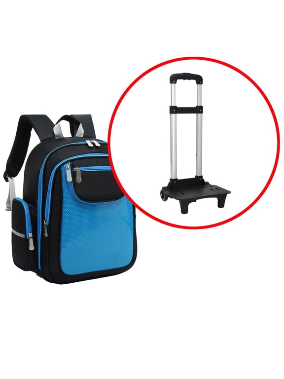 Backpack Trolley Backpack Hand Truck Two Wheels Portable Telescopic Rod Luggage Cart for Outdoor Children Travel , Black