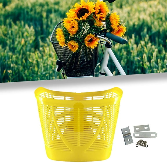 BAOSITY Basket Cargo Rack Pet Carrier Universal Easy to Install Front Bike Basket Storage Basket for Grocery Shopping Yellow