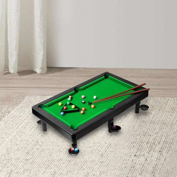 BAOSITY Billiards Game Mini Tabletop Pool Set, Home Pool Cues Triangle Rack Game Balls Desktop Snooker for Table, Travel, Family, Bar 55x33x15.5cm
