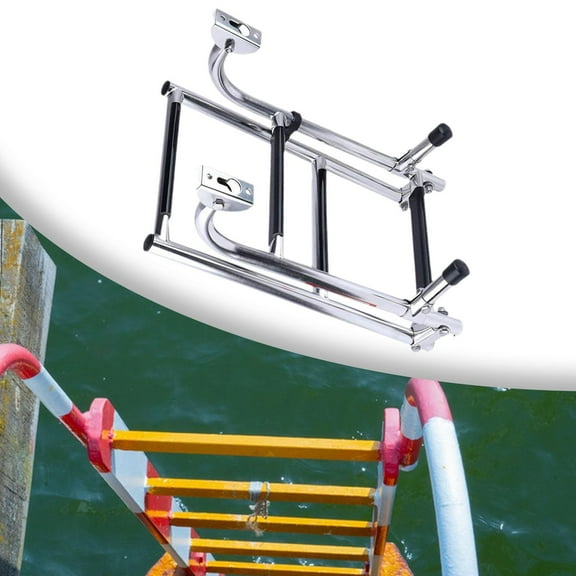 BAOSITY Boat Ladder Ladder Stainless Steel Transom Mounting Ladder under Slide Mount Boat Boarding Ladder 4 Steps