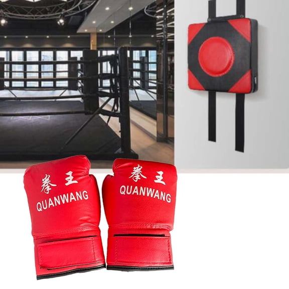 BAOSITY Boxing Wall Target Focus Target with Gloves Strike Fighting Pad Wall Punching Pad Boxing Trainer for Exercise Gym Adult Gloves L Red