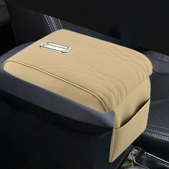 BAOSITY Car Armrest Cover Car Center Cover Armrest Box Mats Soft Arm Pad Middle Protector for Trucks Accessories Beige