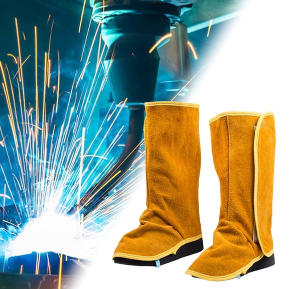 BAOSITY Cowhide Welding Large Foot Guard Welder Protective Feet Covers Fire Resistant Welding Boot & Shoes Covers Welding Boot Covers Height 33cm