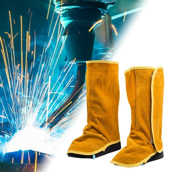 BAOSITY Cowhide Welding Large Foot Guard Welder Protective Feet Covers Fire Resistant Welding Boot & Shoes Covers Welding Boot Covers Height 40cm
