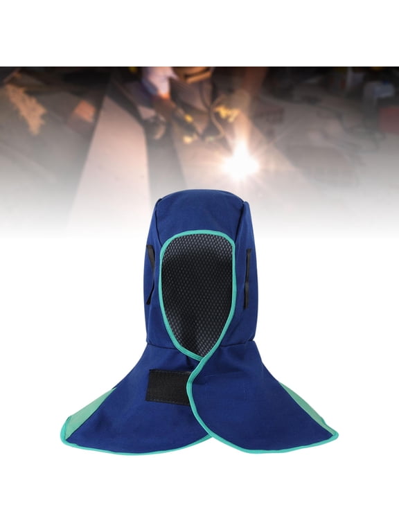 Flame Retardant Welding Hat Heat Resistant with Neck Shoulder Drape Breathable Cap Protective Blue