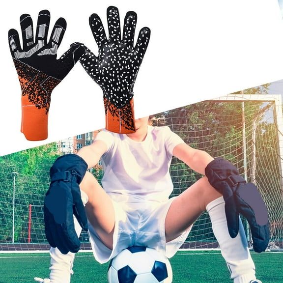BAOSITY Football Goalkeeper Gloves Goalie Gloves Finger Protection AntiSlip with Strong Grips Breathable Wrist Sports Gloves orange and black