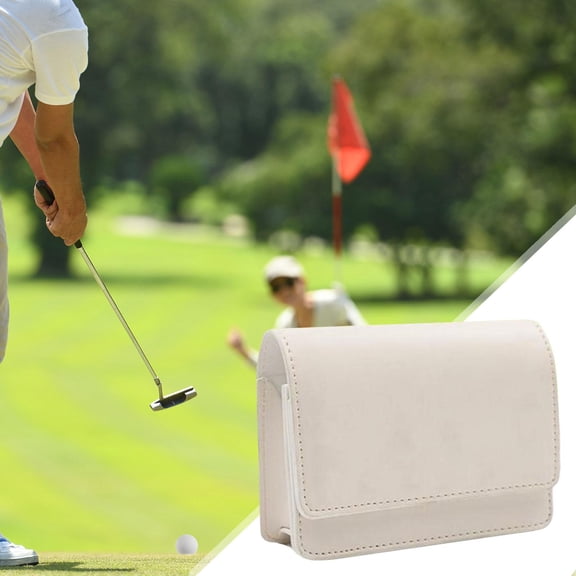 BAOSITY Golf Range Carrying Case Storage Bag PU Leather Sturdy Pouch Lightweight Golf Range Carry Bag for Golf Accessory White