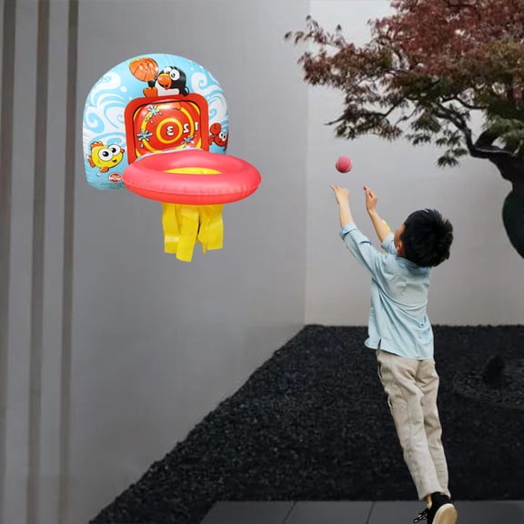 BAOSITY Inflatable Basketball Hoop with Suction Cup Practice Hand Eye Coordination Lightweight Fits Ball Diameter Max 10cm Educational Toy