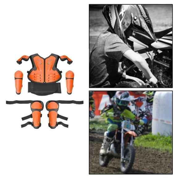 BAOSITY Kids Motorcycle Body Chest Protector for Motocross Skating Riding Children Orange