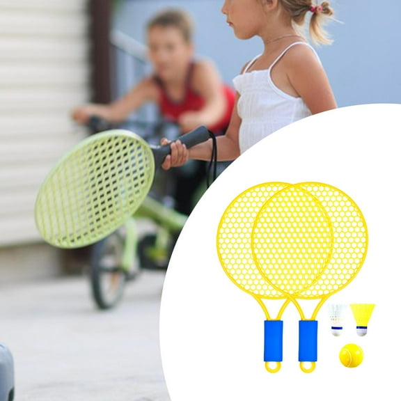 BAOSITY Kids Tennis Rackets Tennis Racquet with Ball Shuttlecock Racket Game Interactive Toy Kids Badminton Tennis Set for Boys Girls yellow