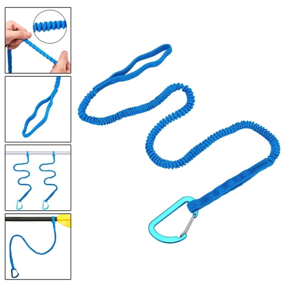 BAOSITY Leash Stretchable Strap Bungee Cord Adjustable Kayak Rod Leash Lanyard for Surfing Kayaking Boating Accessories Blue