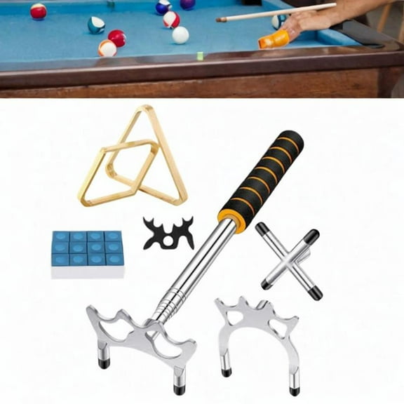 BAOSITY Pool Cue Snooker Pool Bridge Stick, Retractable Billiards Cue Stick Bridge, with Removable Bridge Heads, Pool Table Accessory Wood Color