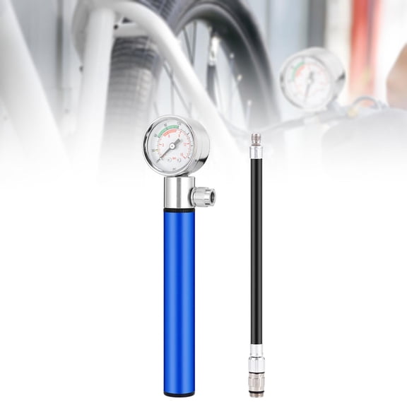 BAOSITY Portable Frame Pump with Gauge Repair Accessories Smart Valve Head Pump Manual Pump Ball Pump Inflator Pump for BMX blue