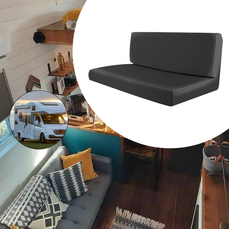 BAOSITY RV Dinette Cushion Covers Camper Cushion Slipcovers Soft Replacement Loveseat Sofa Furniture Protector for Camping Couch Black Walmart