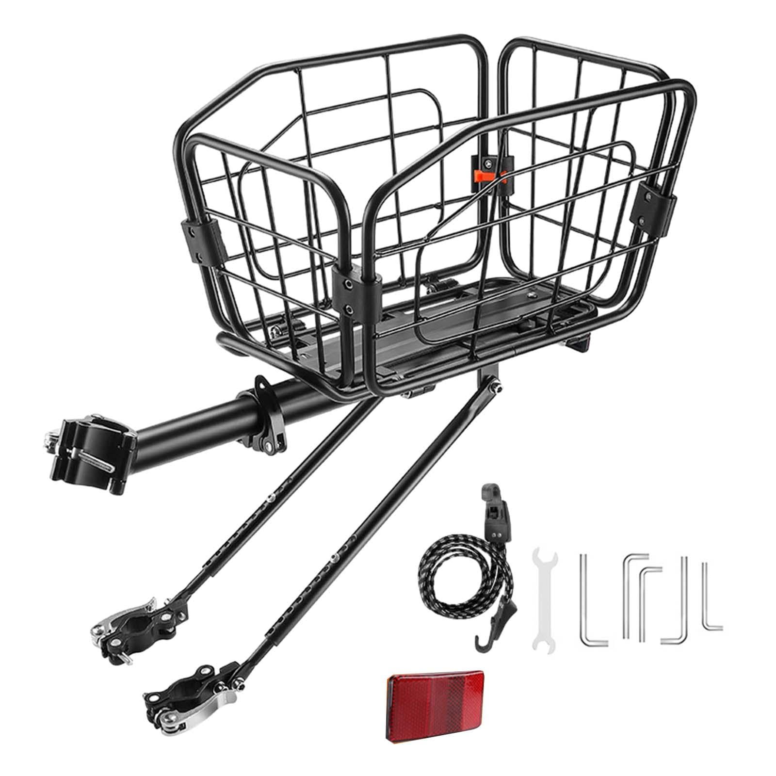 BAOSITY Rear Bike Basket Rack Bike Pannier Rack Equipment Aluminum Alloy Retractable Universal