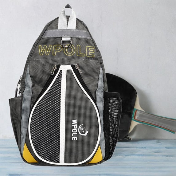 BAOSITY Table Tennis Bag Leisure Chest Bag Protector Case Waterproof Racket Pouch Paddles Crossbody Bag for Travel Racquet Home Women Grey
