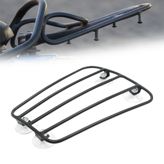 BAOSITY Universal Motorcycle Front Luggage Rack Luggage Holder Accessories Metal Fine Workmanship 24.5x19.8cm Black with Suction Cups