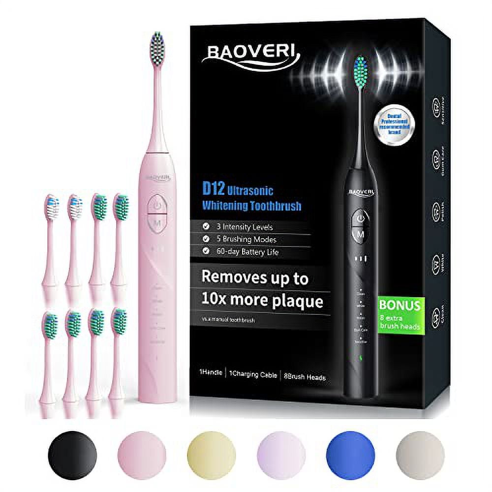 Baoveri electric toothbrush with 8 brush heads for adults kids sonic