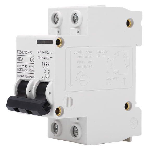 BAOYI 2P Miniature Circuit Breaker DIN Rail Disconnect Switch for Solar PV System DC12-400V AC90-400V 40A