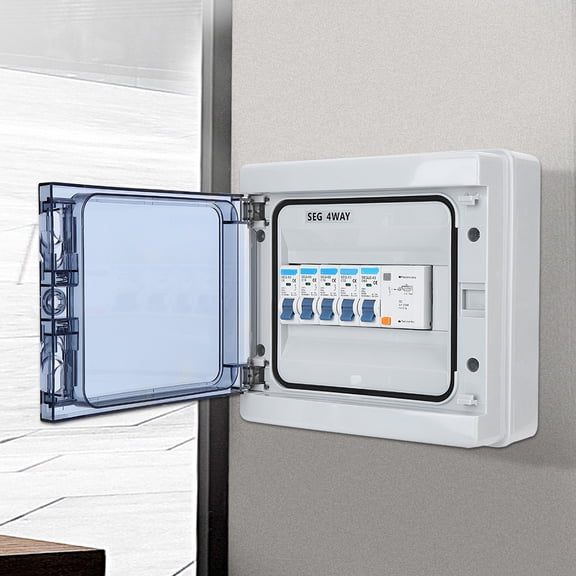 BAOYI 4Way Circuit Breaker Box, IP65 Waterproof Consumer Unit, 63A 30mA RCD + 4MCB (6A, 16A, 16A, 32A) for Electrical Protection