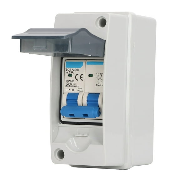 BAOYI 63A 1000V DC PV Solar Disconnect Switch, IP65 Waterproof Miniature Circuit Breaker for Solar Panel Grid, RV, Household System, Polycarbonate ABS, 4.72 inches / 120 mm