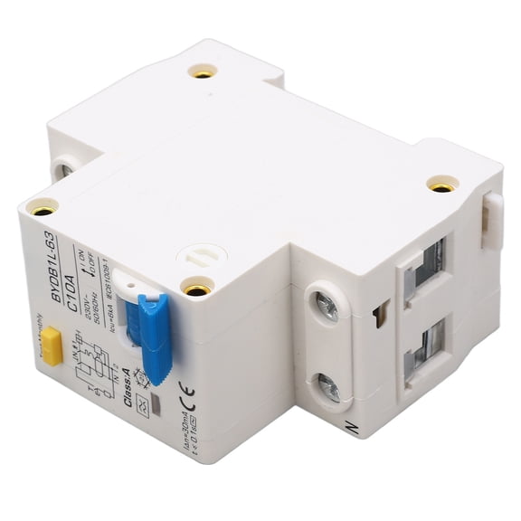 BAOYI Circuit Breaker 1P+N Leakage Protection Switch 10A 230V AC DIN Rail MCB for Home (9.0 inches / 22.86 cm)