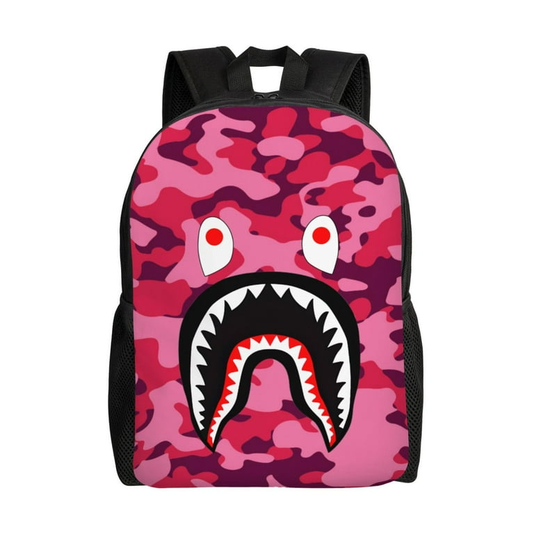 BAPE Backpack High Capacity Durable School Backpack Shark Bag Laptop Bag Lightweight Oxford Cloth Adjustable Shoulder Straps Travel Daily Use Walmart