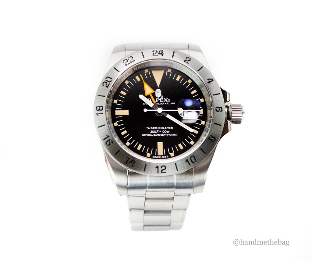 BAPE Bapex Classic Type 6 Silver Tone Stainless Steel Black BAPE Bapex Classic Type 6 Silver Tone Stainless Steel Black