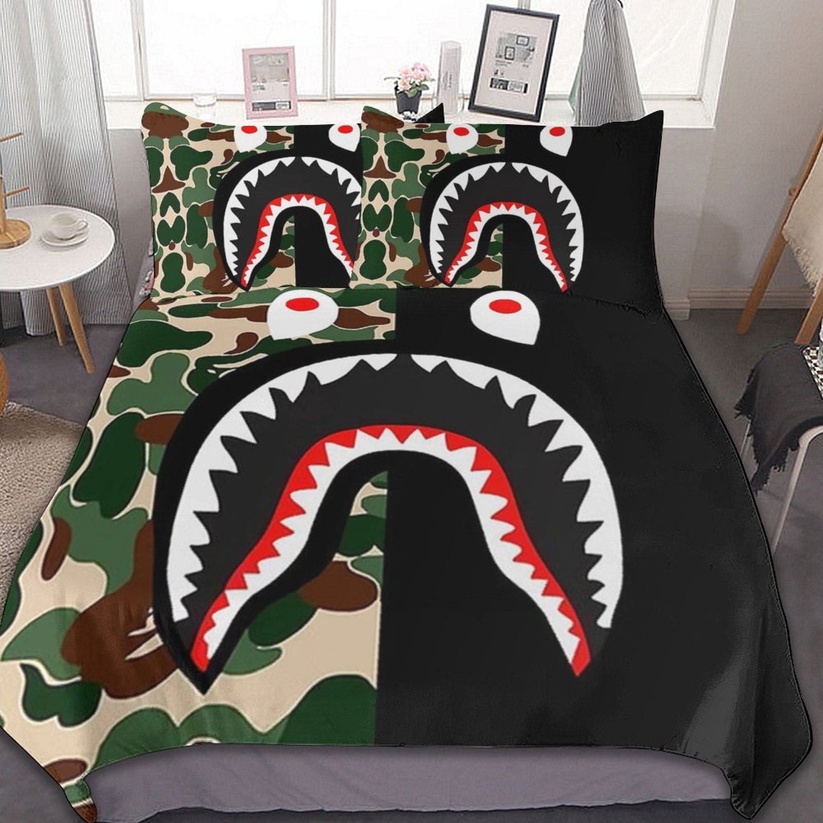 Bedding Sets Brand Bape Shark US/Europe/UK Size Quilt Bed Cover Duvet Cover  Pillow Case 2-3 Pieces Sets Adult Baby Children - AliExpress