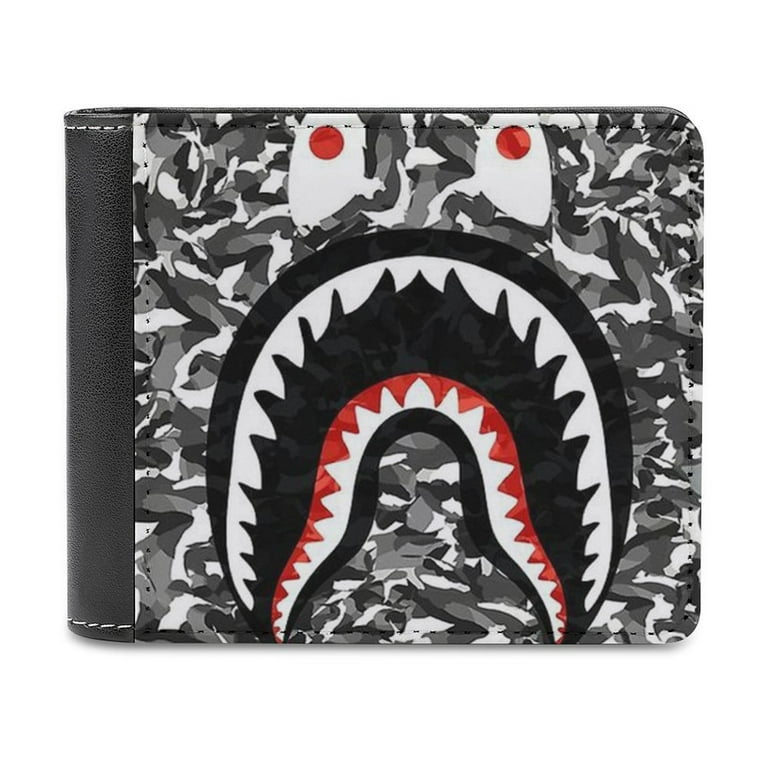 BAPE Camo Shark Leather Wallet Slim Card Wallet Bifold RFID BAPE Camo Shark Leather Wallet Slim Card Wallet Bifold RFID